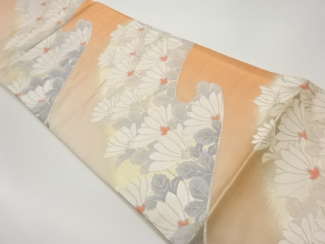 変わりヱ霞に花々模様織出し袋帯